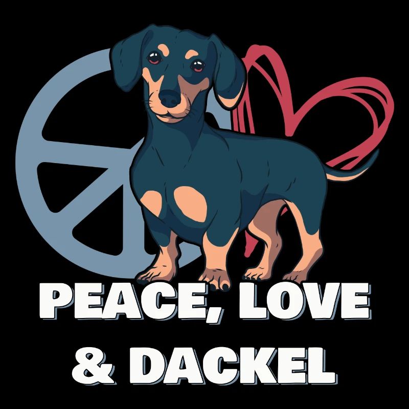 Peace Love + Dackel Dachshund Deutsch Drahthaar