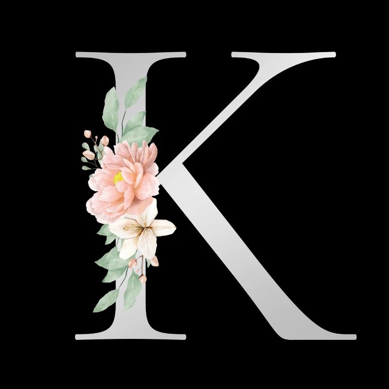Personalisierbar Monogramm K Floral