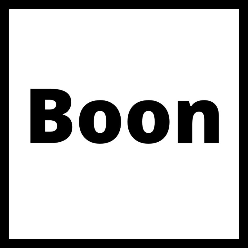 "Boon" Design in dicker schwarzer Schrift