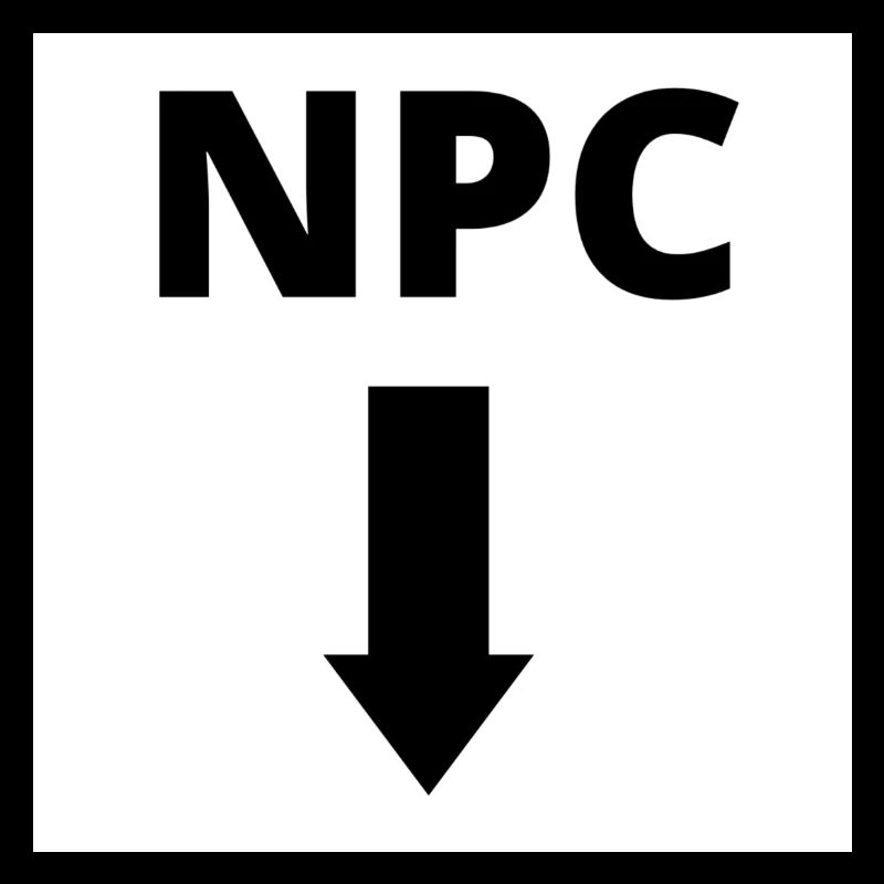 "NPC" design with arrow bottom in black