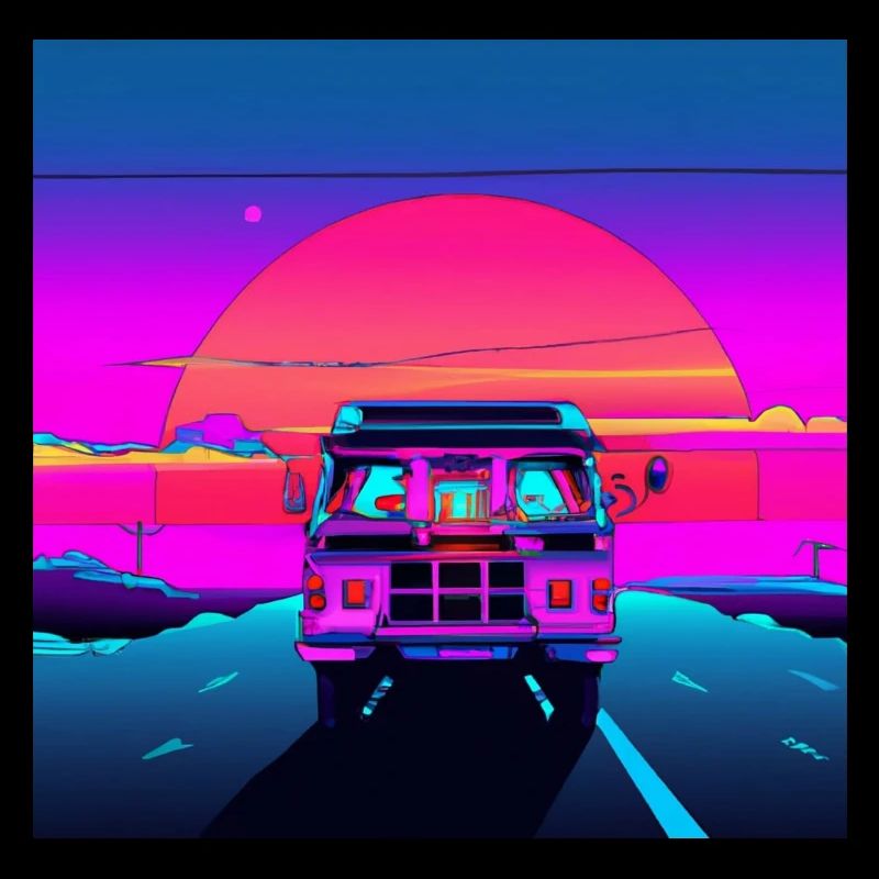 Van 80s Synthwave Sunset Miami