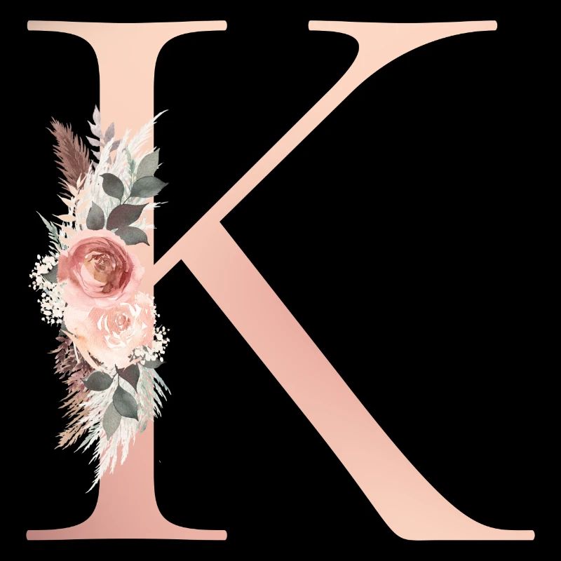 Personalisierbar Monogramm K Blumen Boho