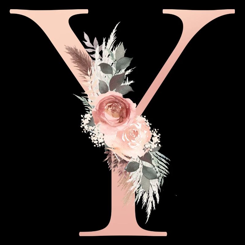 Personalisierbar Monogramm Y Blumen Boho
