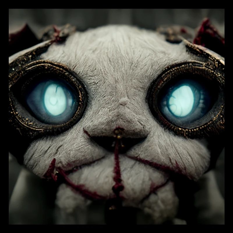 Evil cat with bright blue eyes