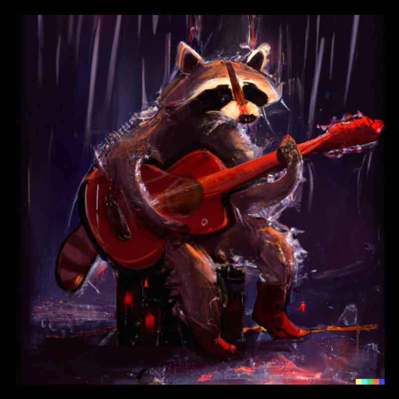 racoon playing guitar