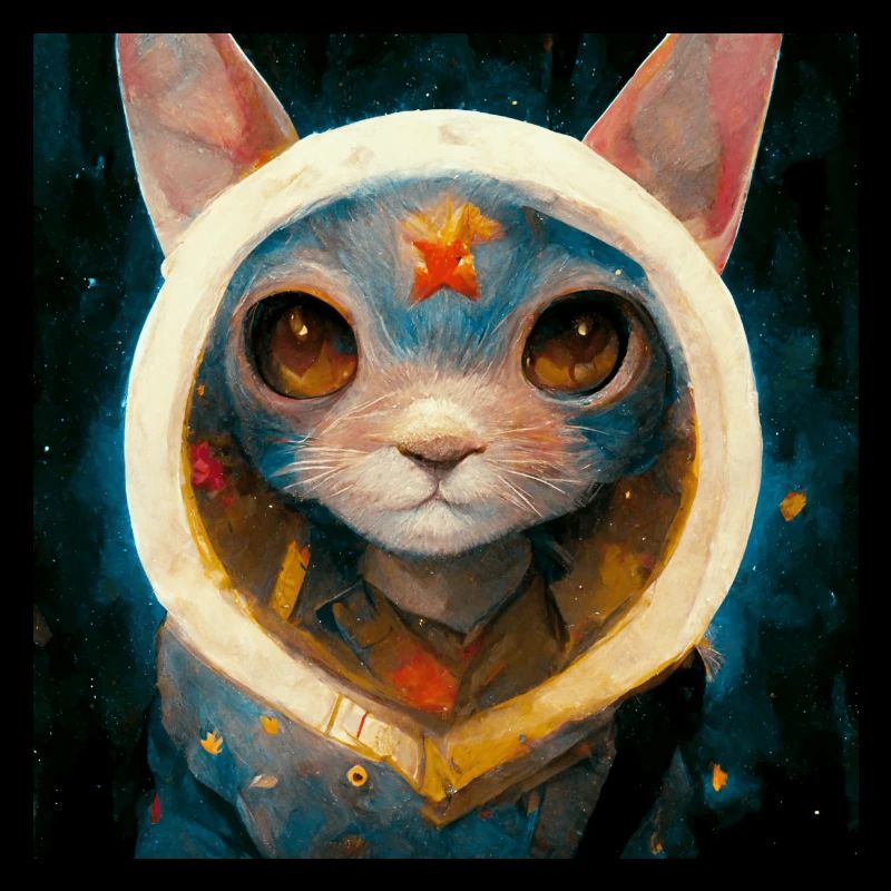 Chat réaliste dans la peinture spatiale