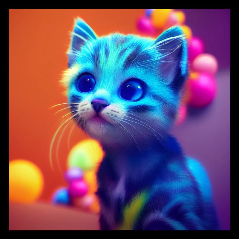 chaton mignon aux couleurs de l’arc-en-ciel souriant