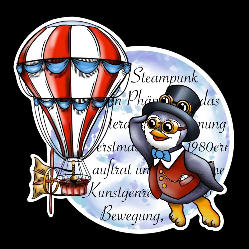 Steampunk Pinguin und Ballon