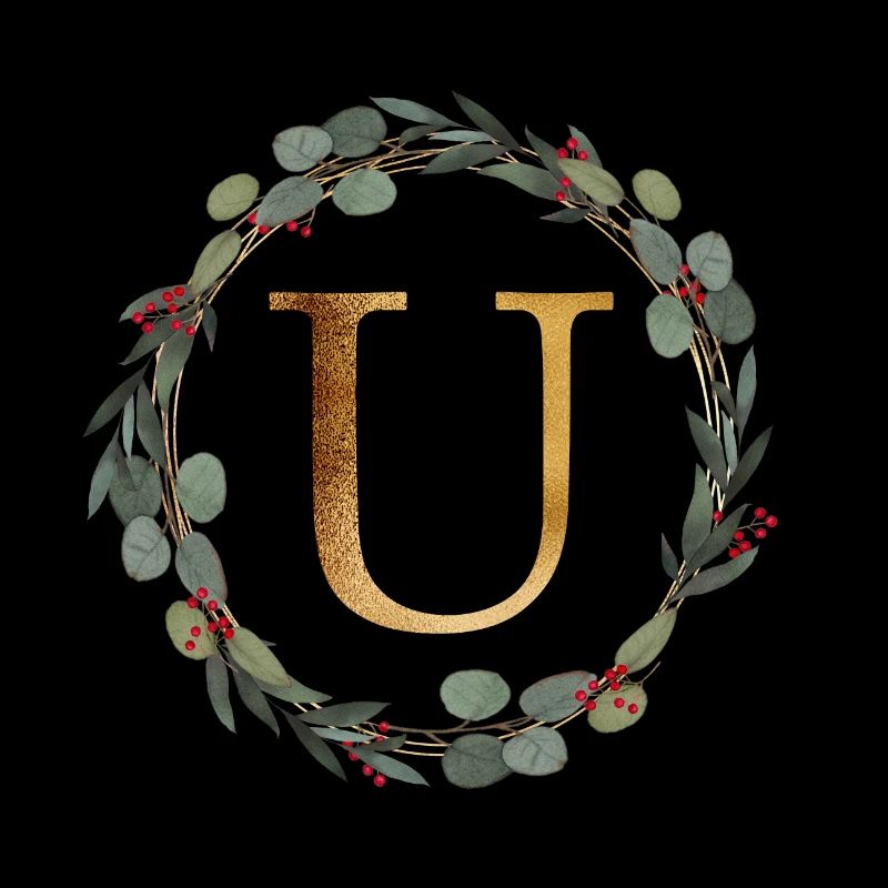 Customizable monogram U wreath
