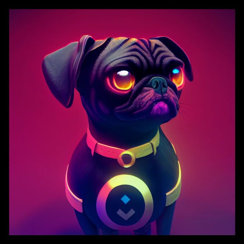 cute black pug comic style