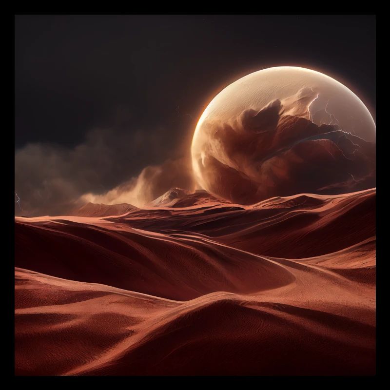 Dune de sable avec lune en fond