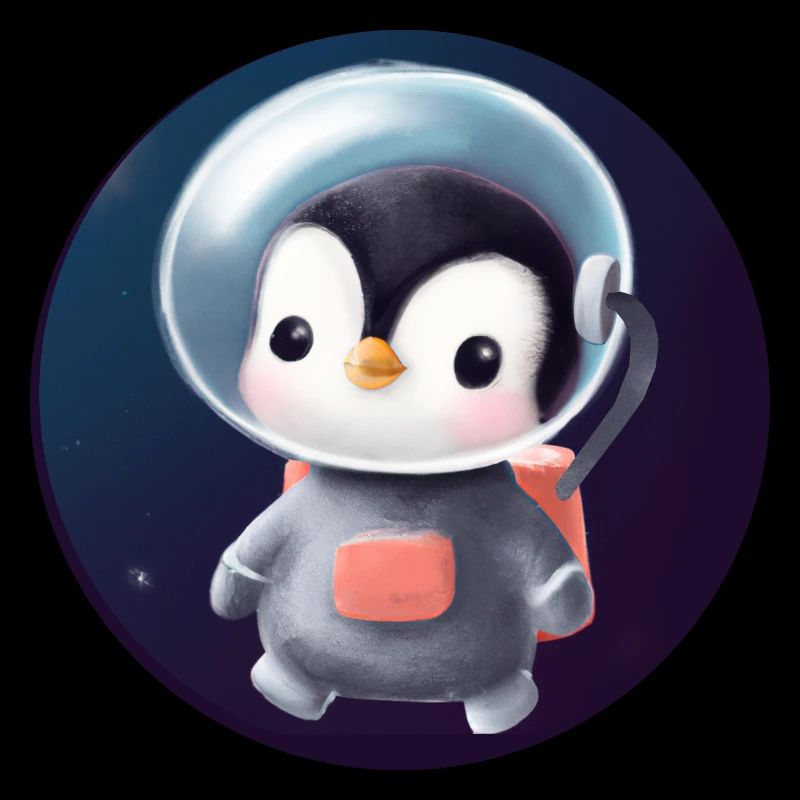 Cute Penguin Astronaut in Space