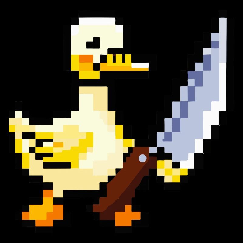 Duck Holding a Knife Pixel Art