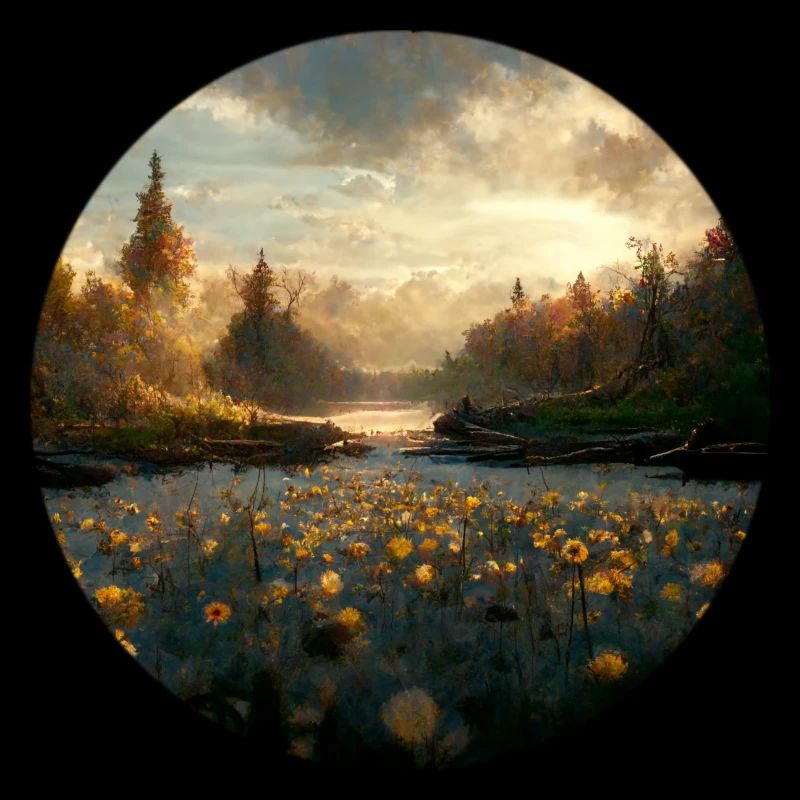 Phantas world with sun and clouds