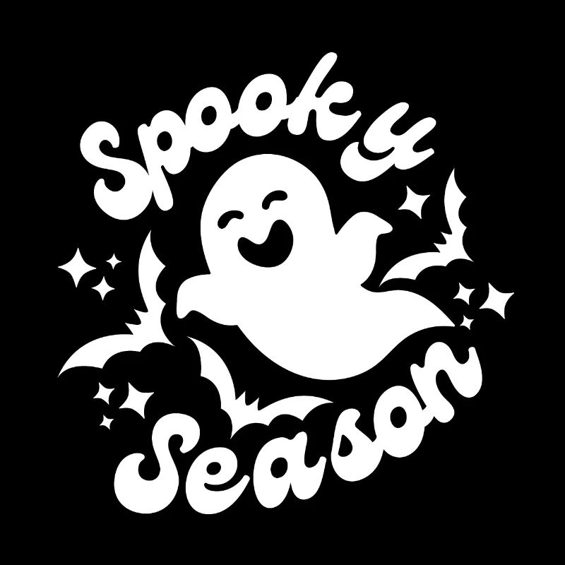 Spooky Season Halloween Ghost Motif White