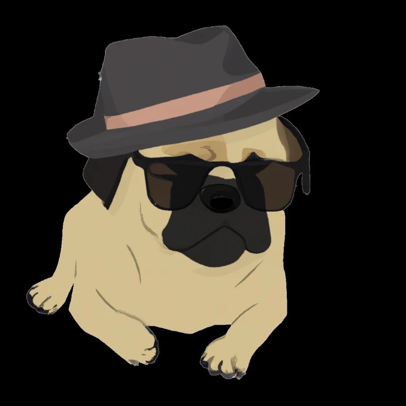 Cool pug with sunglasses and in a hat