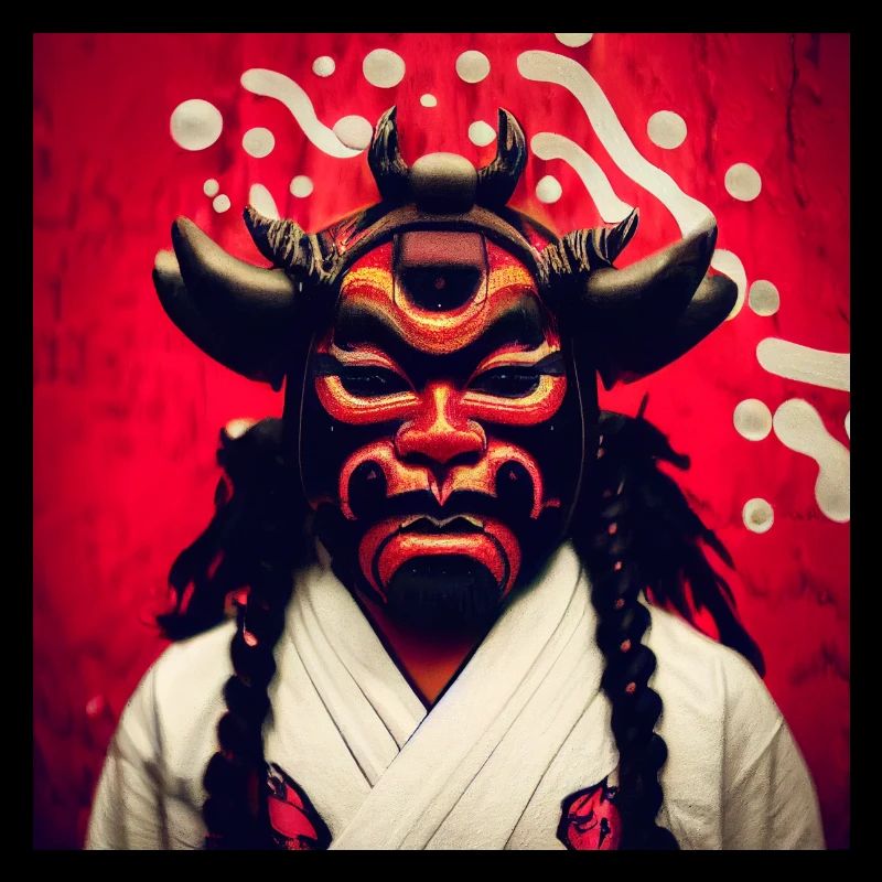 Japan Mask Hannya Demon Judo Fight Warrior Devil