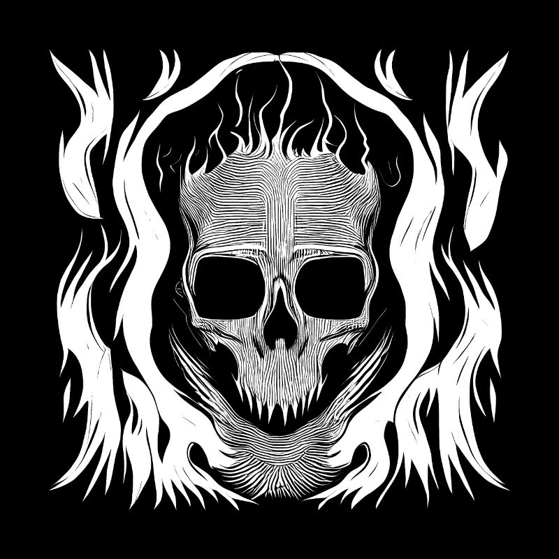 Halloween Horror Skull with Flames