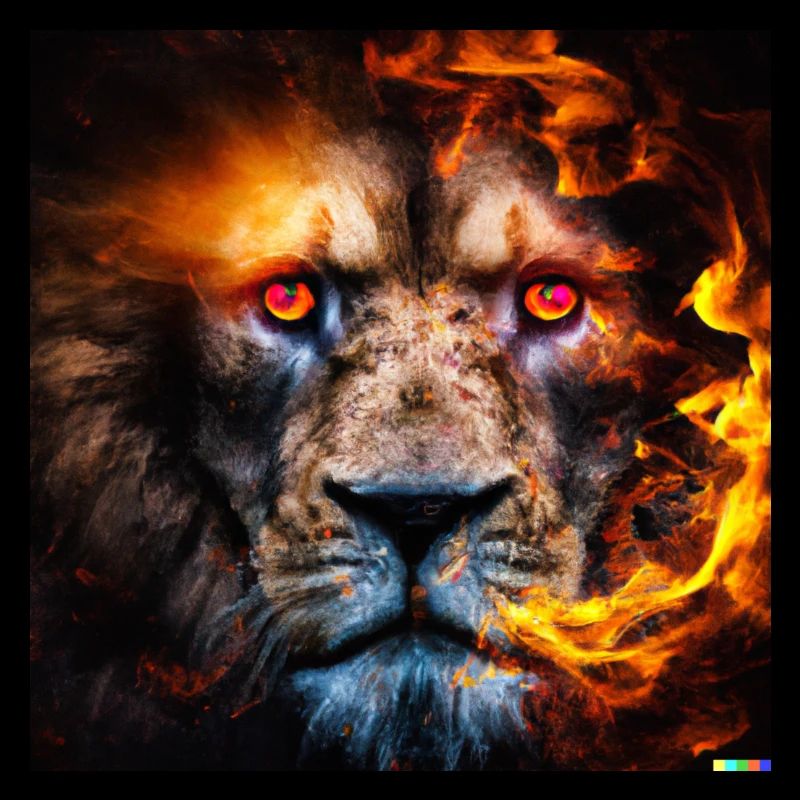 Lion en feu