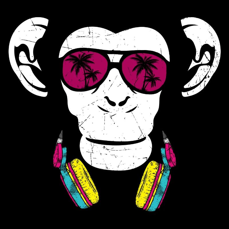 Monkey Cooler Affe DJ Kopfhörer Ausgehen Spaß Part