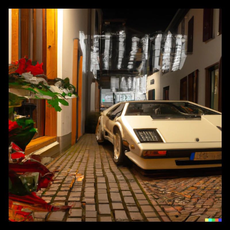 Lamborgini in einer gemütlichen Gasse