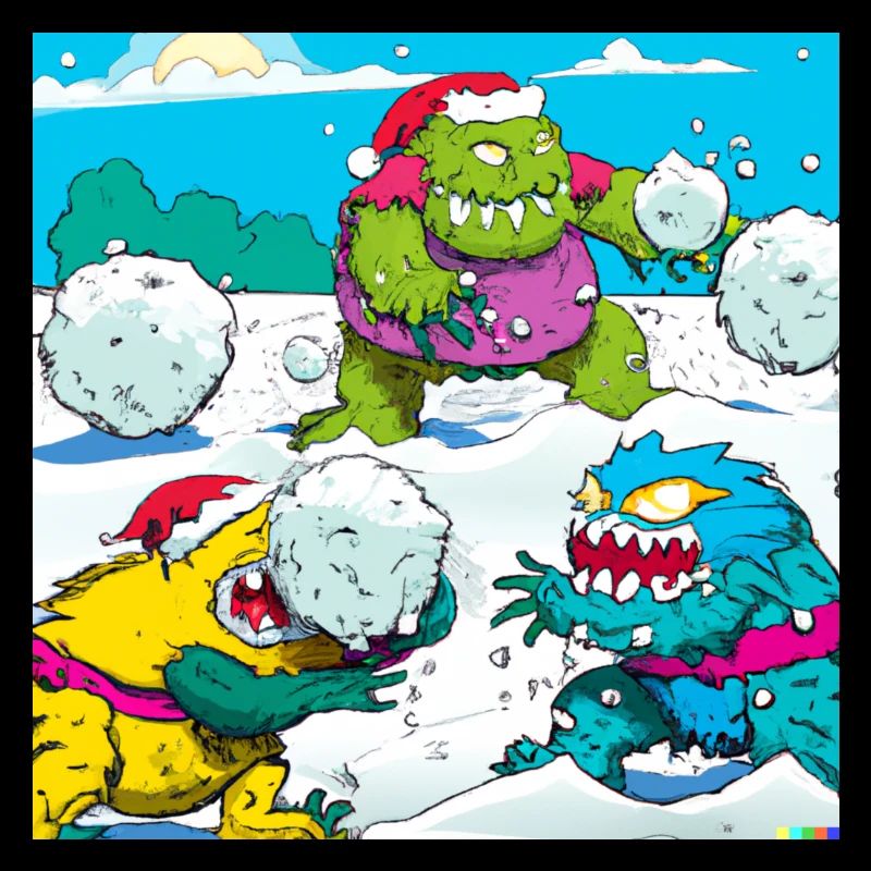 Monsters also have snowball fights