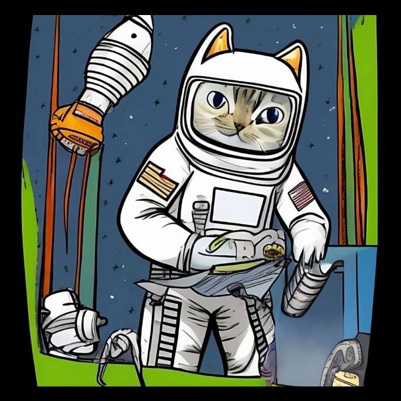 Astronaut Katze baut Raumschiff