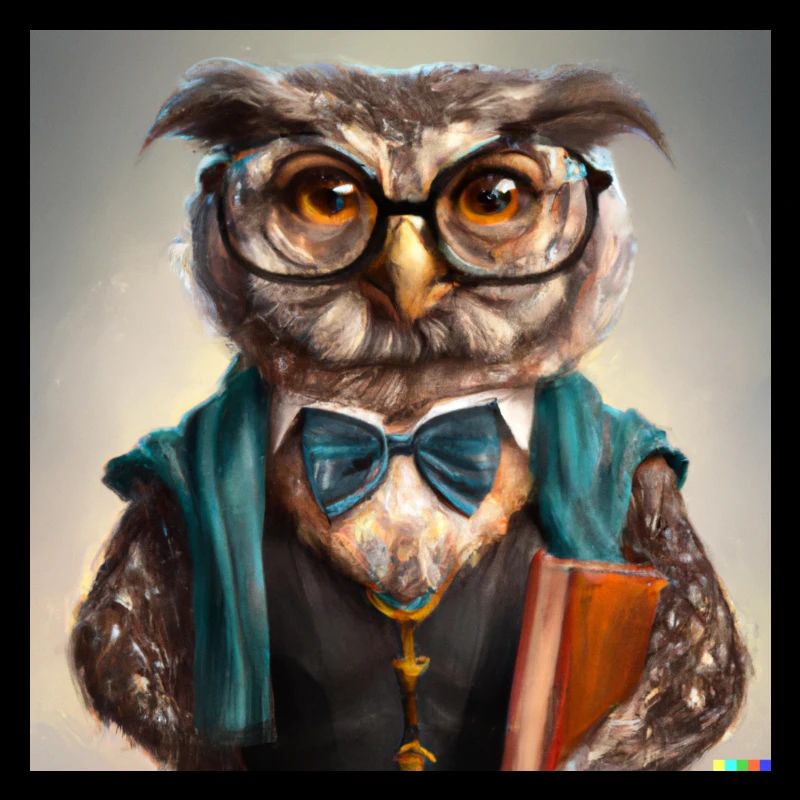 owl dressed as a librarian