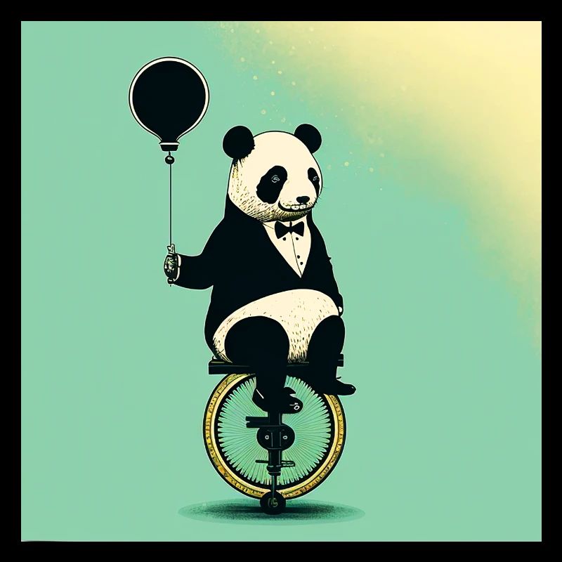 Panda élégante sur le monocycle c