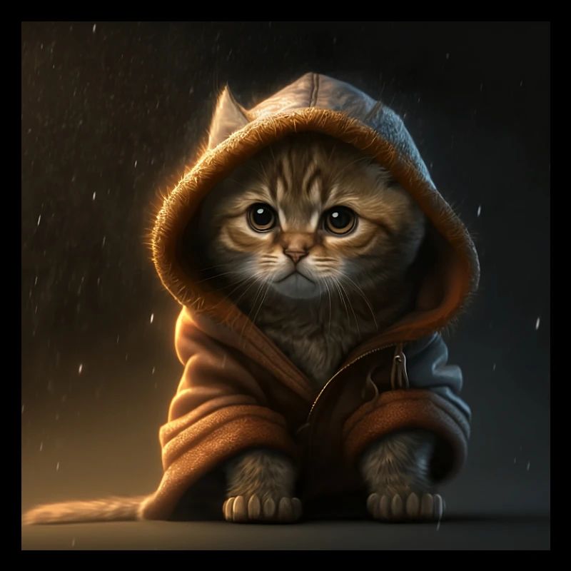 Süße Katze hat zu kalt mit Kapuzen Pullover