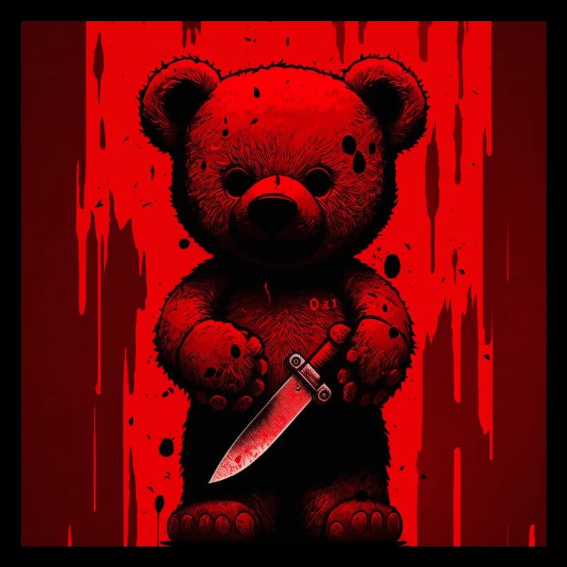 Killer Teddy Red background
