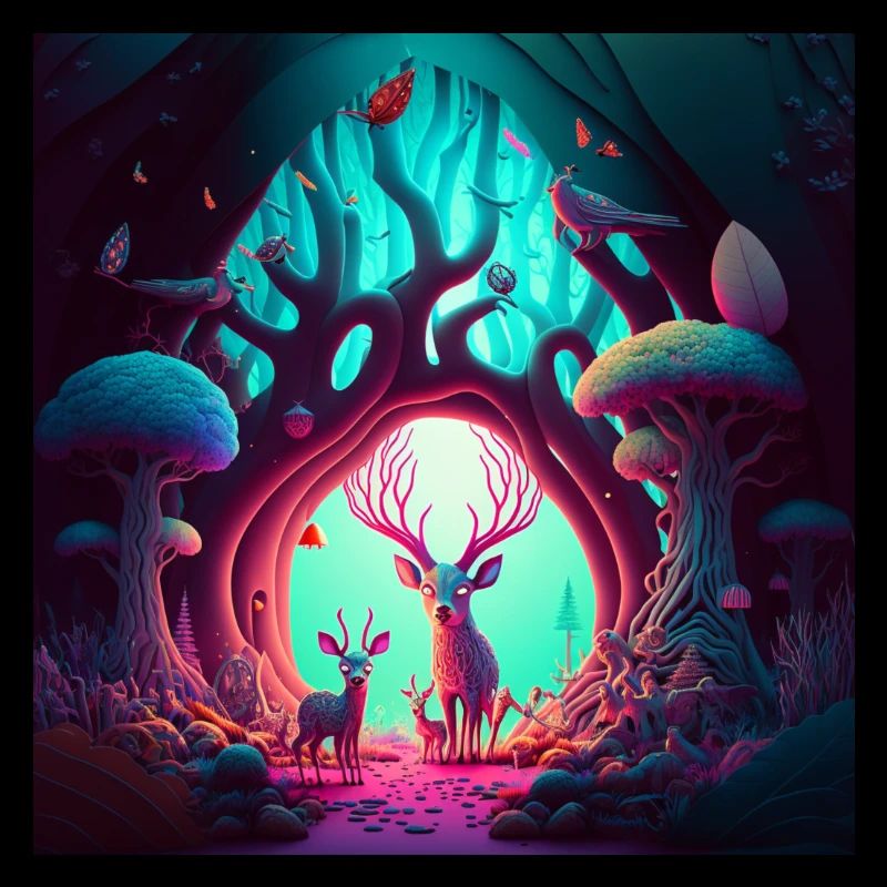 Magical Forest: Psychedelic Design with fantasi