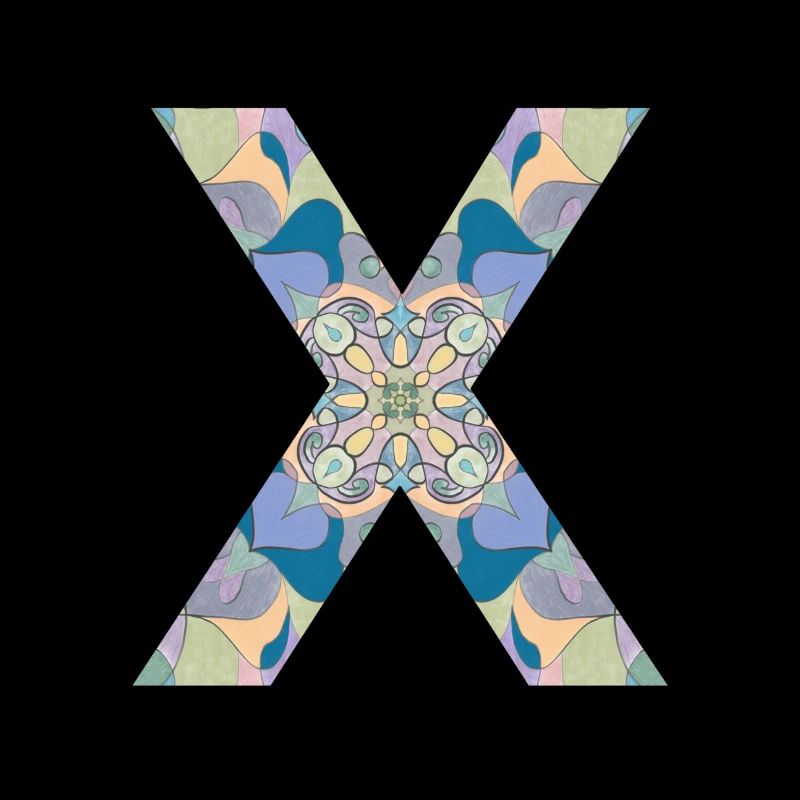 Letter X in mandala