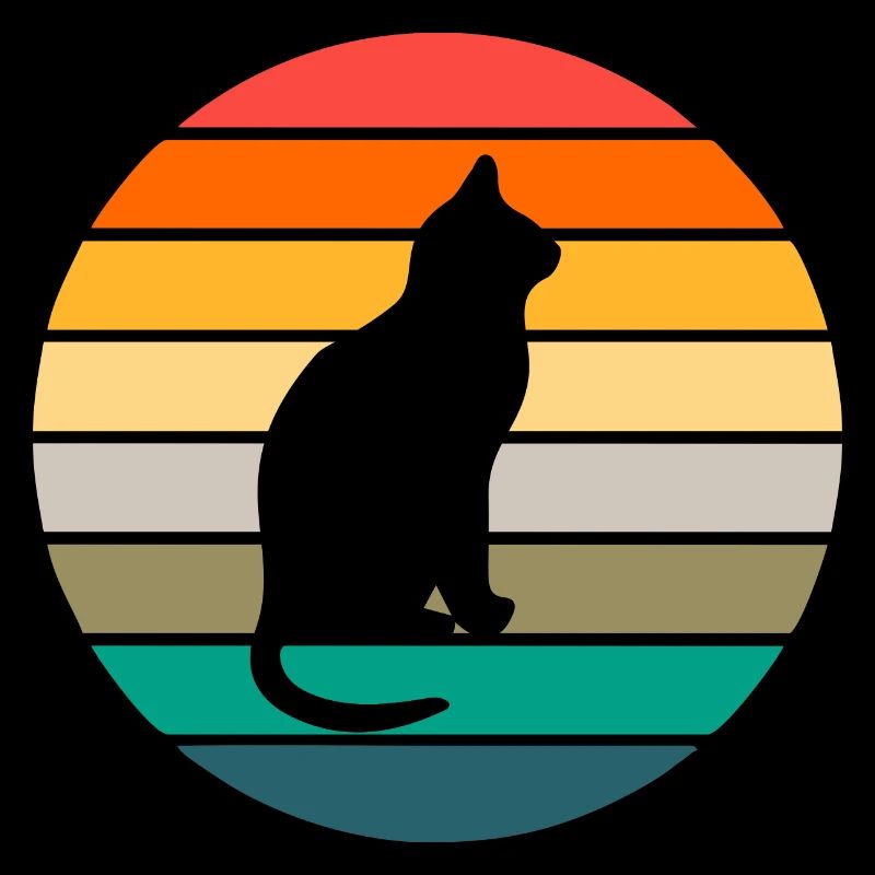 Chemises de chat Coucher de soleil Retro Cat Chat Ami Soleil