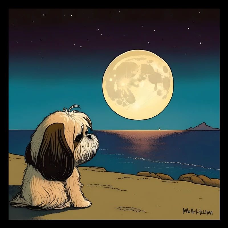 Chien regardant la lune