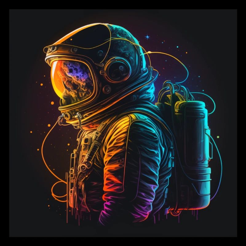 Illuminated Astronaut in Space