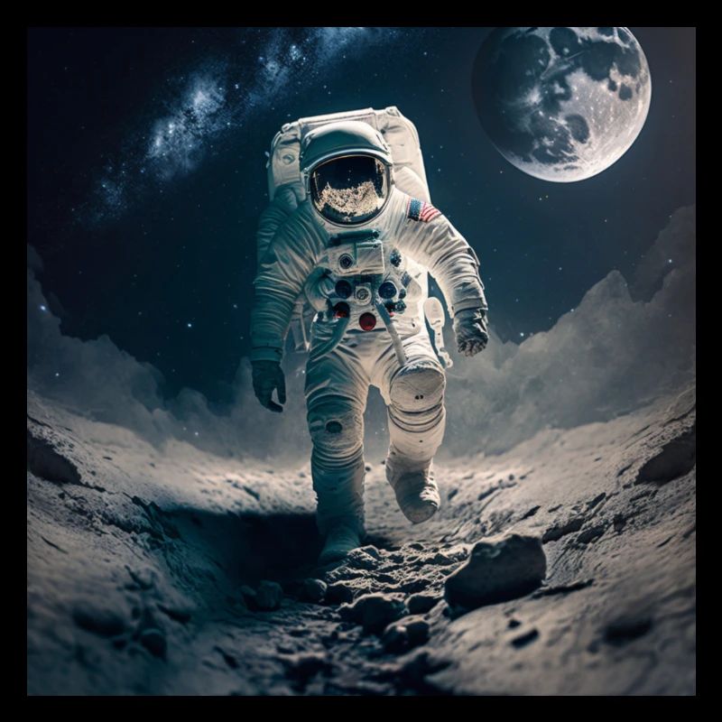 Astronaut auf dem Mond - bunt