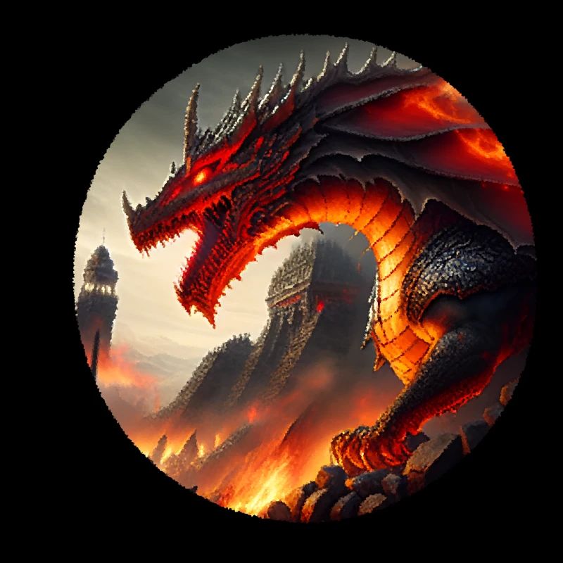 Dragon rouge en feu