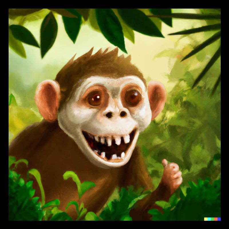 A laughing monkey in the forest