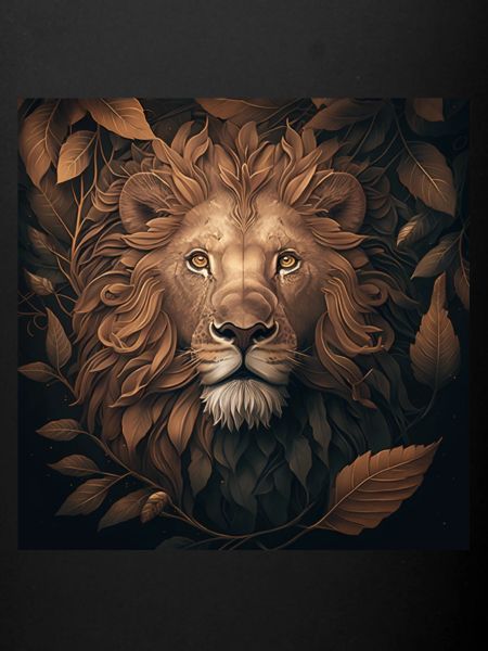Roi lion feuilles
