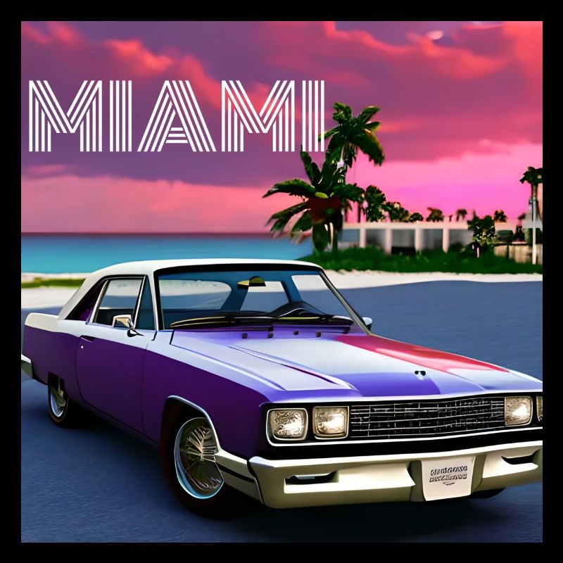 80er Miami strand Auto Oldtimer Palmen car