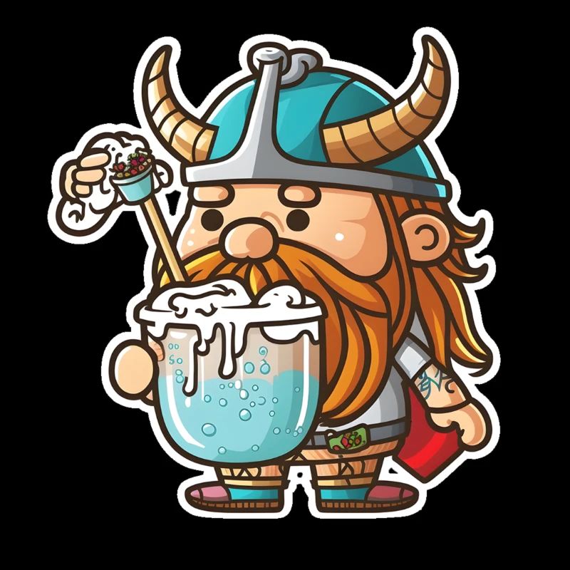 Cute viking drinking a smoothie