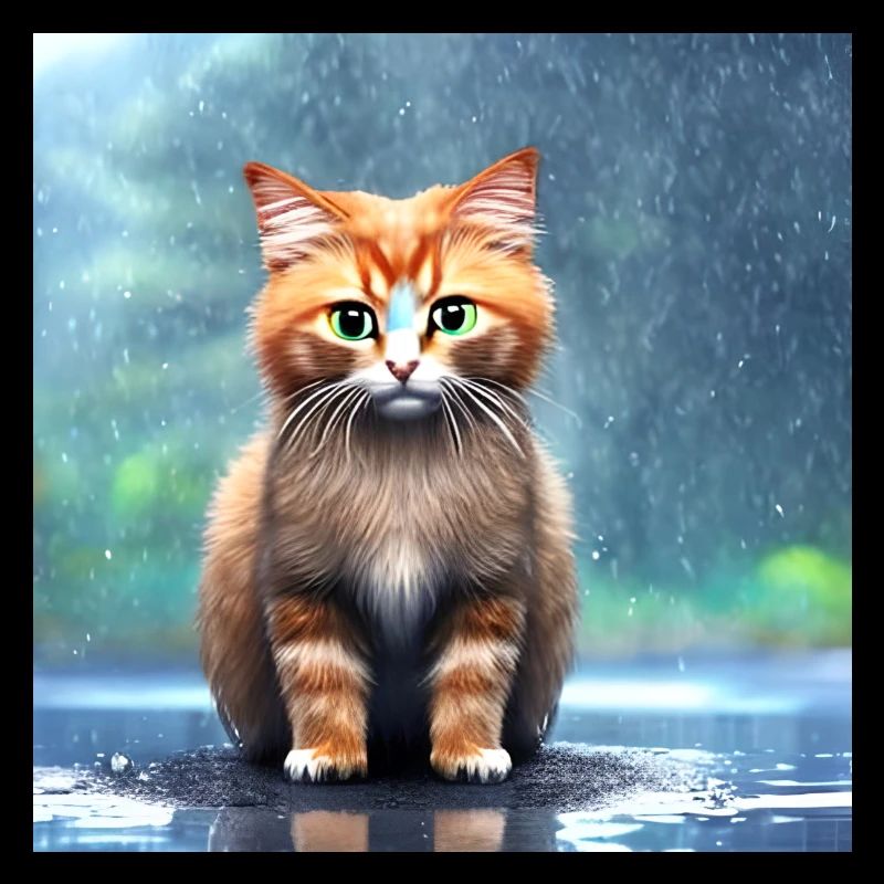 Kitten in the rain