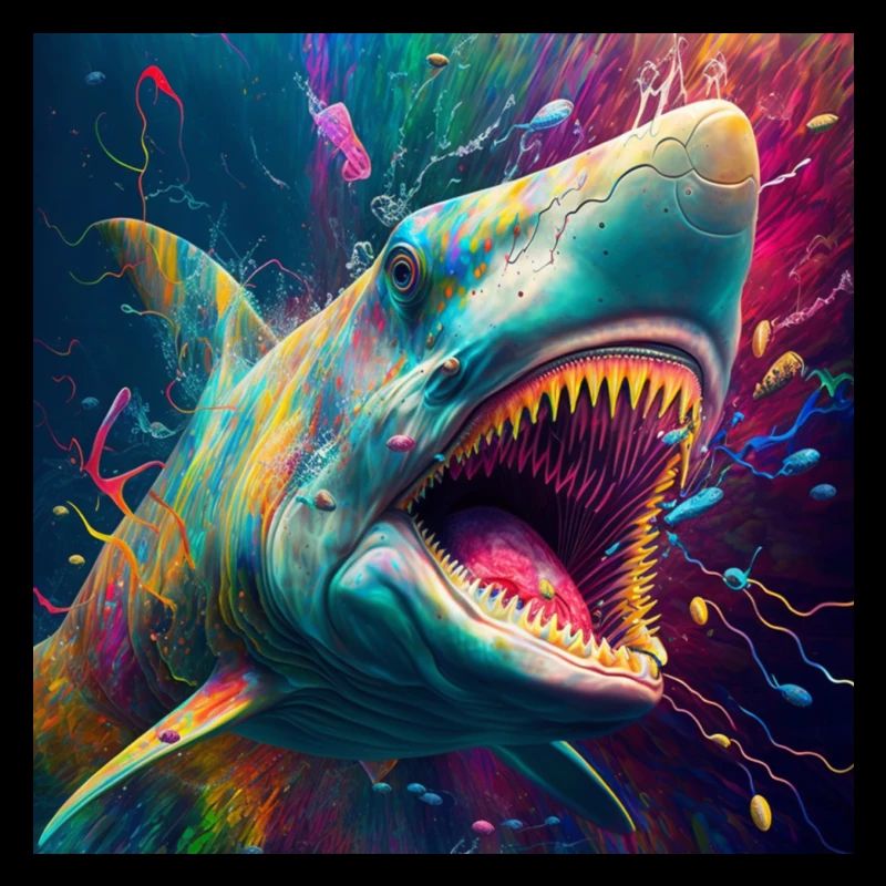 Requin coloré, design unique