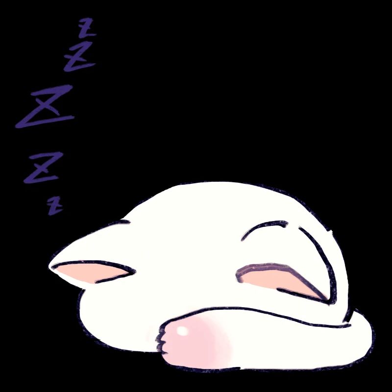 I Draw Lucky Star White Cat Sleeping With Its