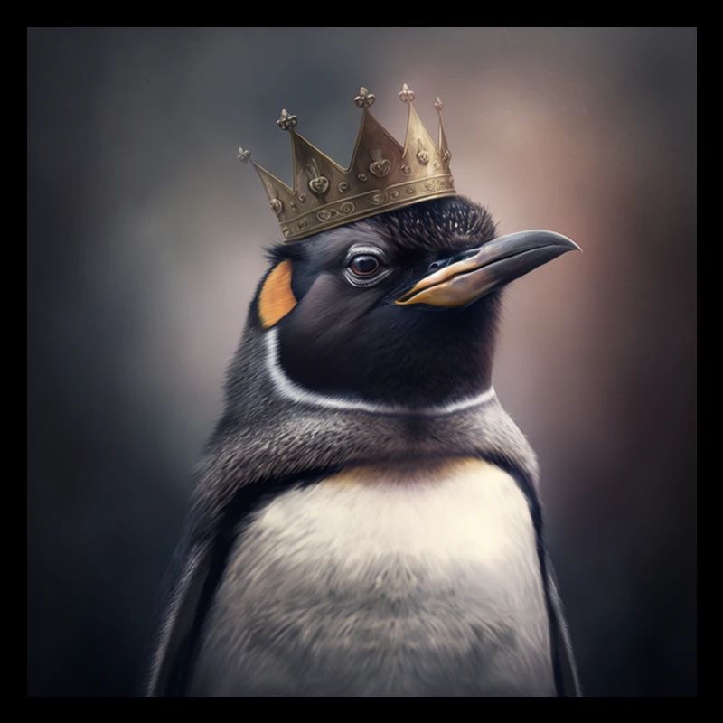 PINGUIN mit KRONE, KÖNIG, moderne Kunst, Design