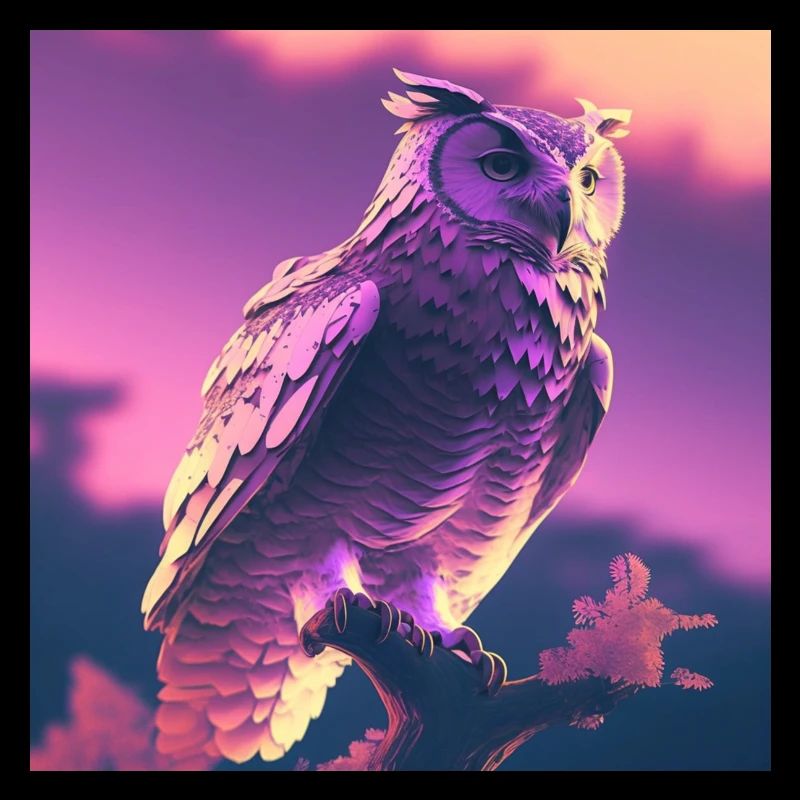 EULE VAPORWAVE, moderne Kunst, Neon Farben