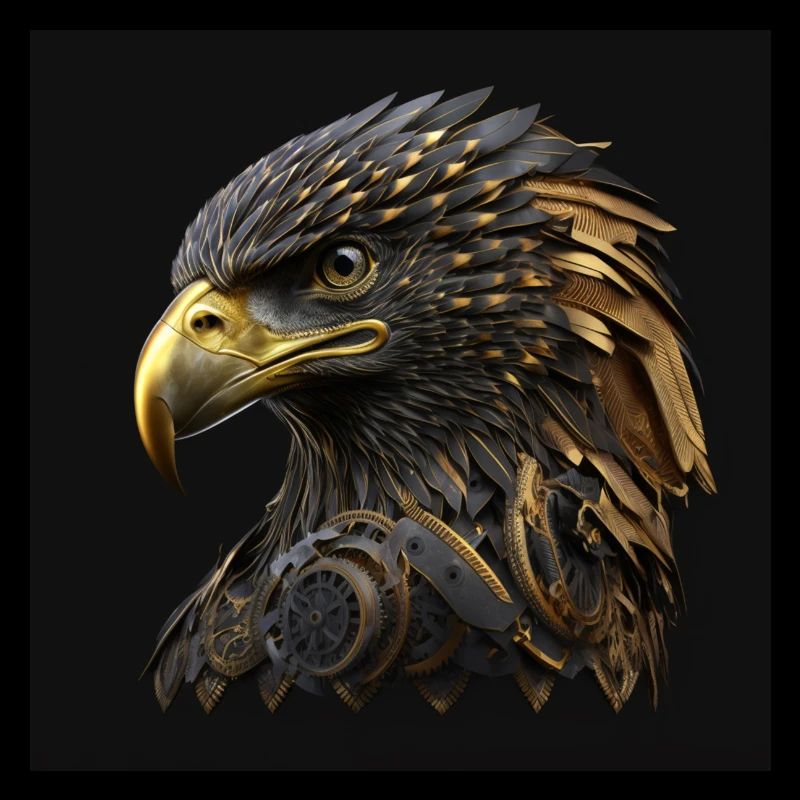 Mechanical eagle, gold, breathtaking art