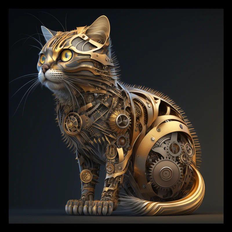 Chat mécanique, or, art à couper le souffle