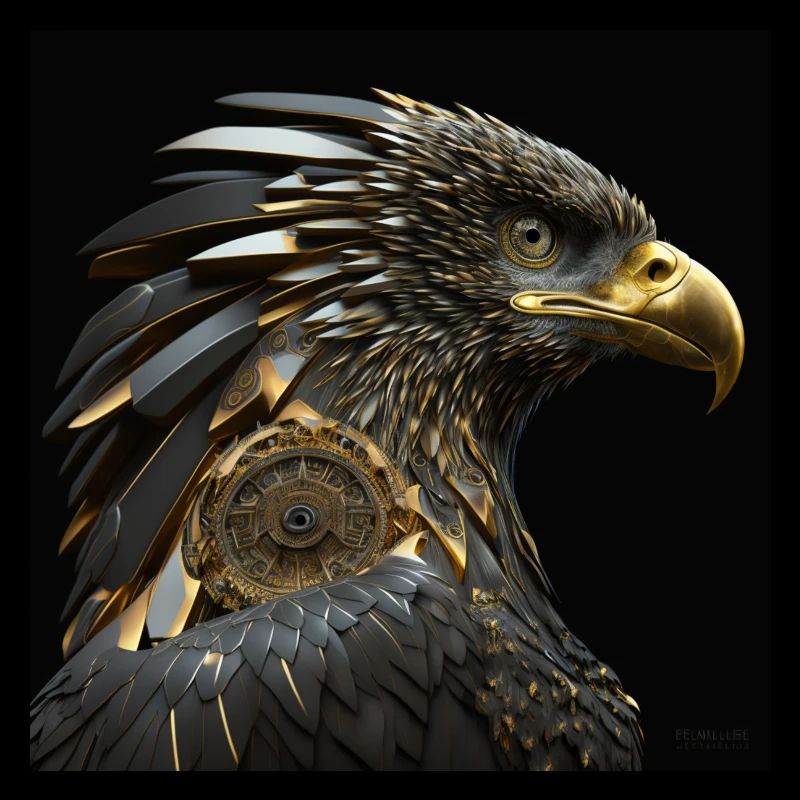 Aigle mécanique, or, art à couper le souffle